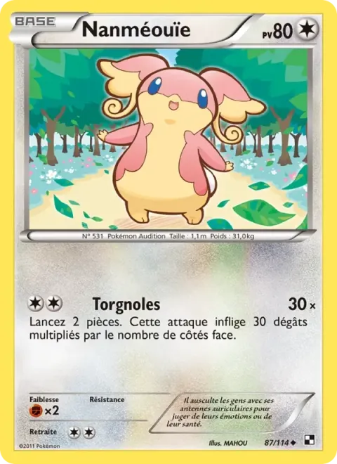 Carte Pokémon Nanméouïe 087/114, extension Noir & Blanc