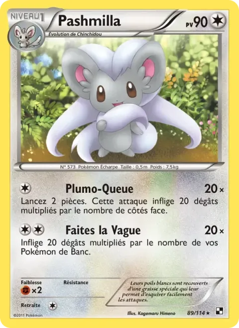 Carte Pokémon Pashmilla 089/114, extension Noir & Blanc