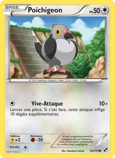 Carte Pokémon Poichigeon 084/114, extension Noir & Blanc