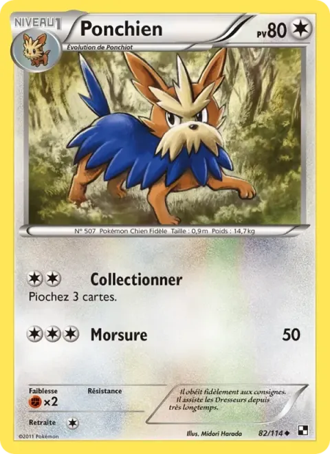 Carte Pokémon Ponchien 082/114, extension Noir & Blanc