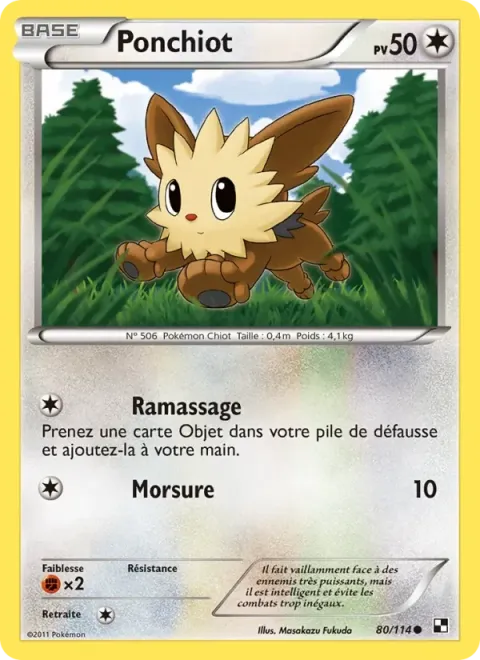 Carte Pokémon Ponchiot 080/114, extension Noir & Blanc