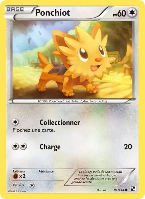 Carte Pokémon Ponchiot 081/114, extension Noir & Blanc