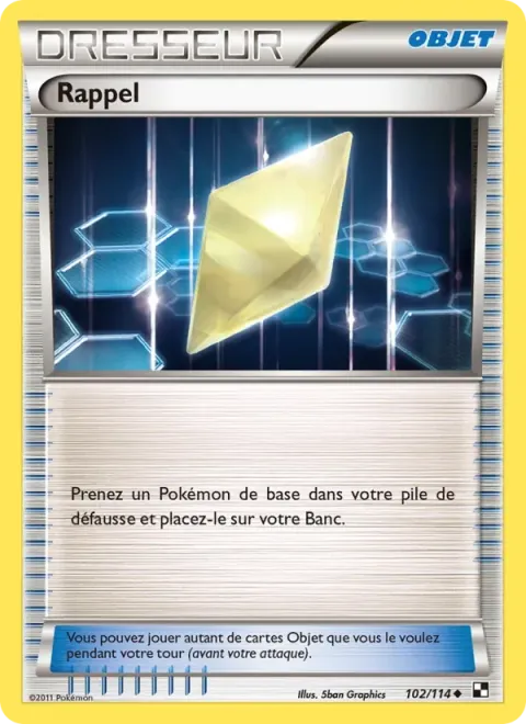 Carte Pokémon Rappel 102/114, extension Noir & Blanc
