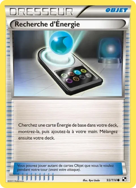Carte Pokémon Recherche d’Énergie 093/114, extension Noir & Blanc