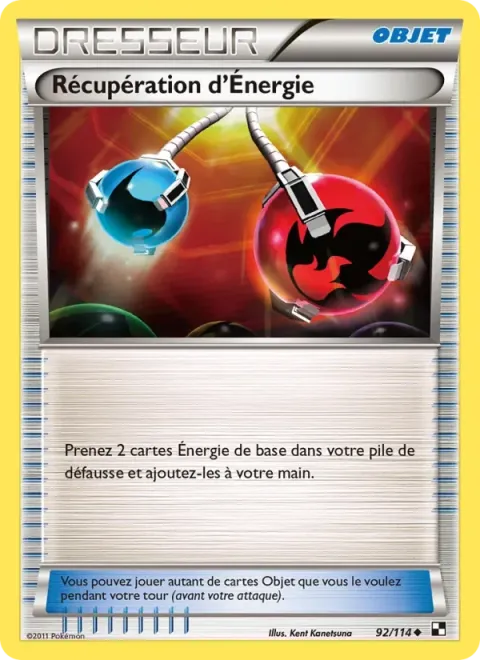 Carte Pokémon Récupération d’Énergie 092/114, extension Noir & Blanc