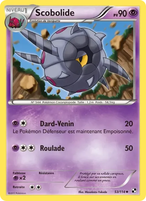 Carte Pokémon Scobolide 053/114, extension Noir & Blanc