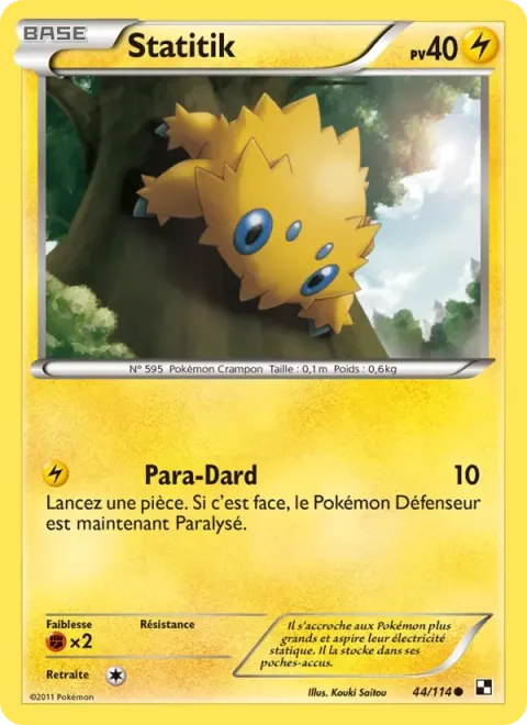 Carte Pokémon Statitik 044/114, extension Noir & Blanc