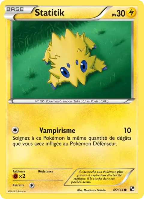 Carte Pokémon Statitik 045/114, extension Noir & Blanc