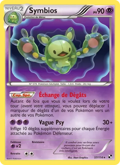 Carte Pokémon Symbios 057/114, extension Noir & Blanc