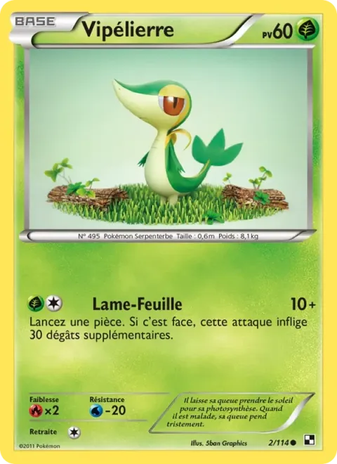 Carte Pokémon Vipélierre 002/114, extension Noir & Blanc