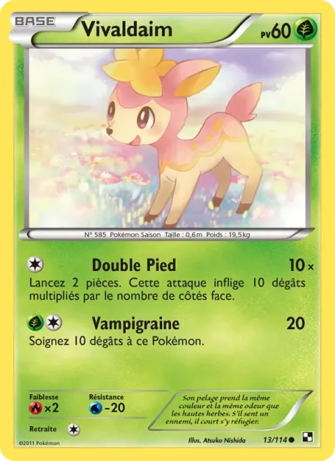 Carte Pokémon Vivaldaim 013/114, extension Noir & Blanc