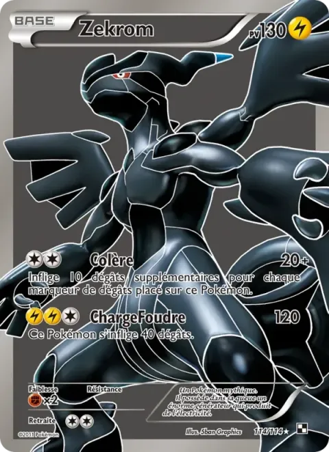 Carte Pokémon Zekrom 114/114, extension Noir & Blanc