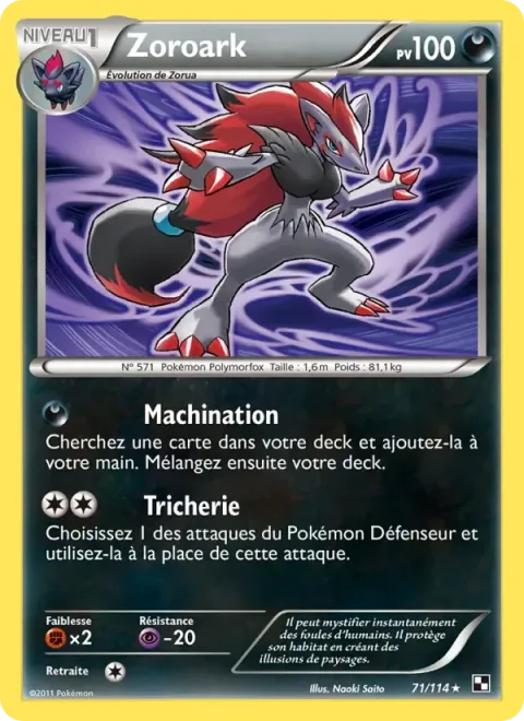 Carte Pokémon Zoroark 071/114, extension Noir & Blanc
