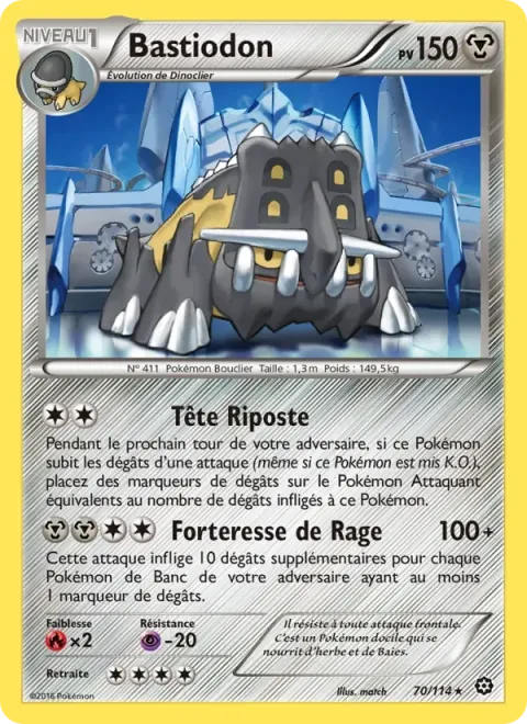 Carte Pokémon Bastiodon 070/114, extension Offensive Vapeur