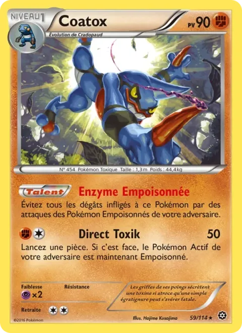 Carte Pokémon Coatox 059/114, extension Offensive Vapeur