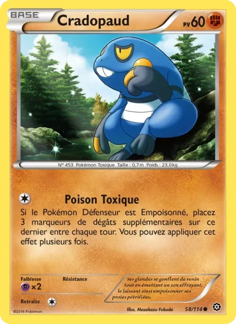 Carte Pokémon Cradopaud 058/114, extension Offensive Vapeur