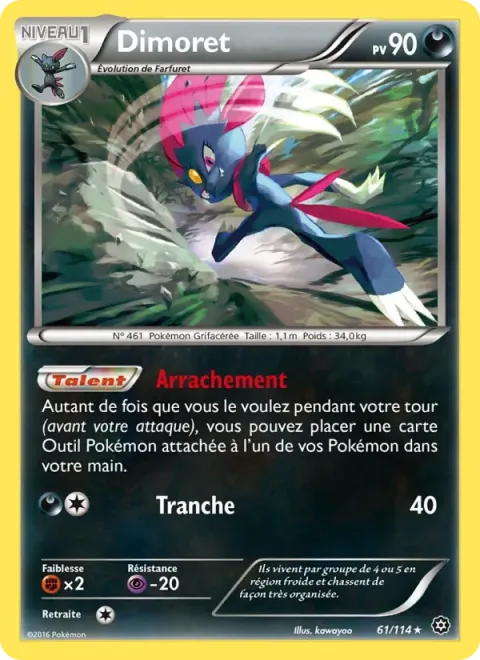 Carte Pokémon Dimoret 061/114, extension Offensive Vapeur