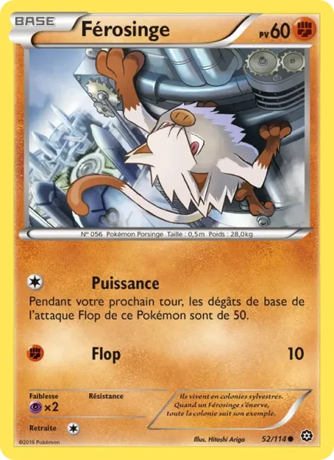 Carte Pokémon Férosinge 052/114, extension Offensive Vapeur