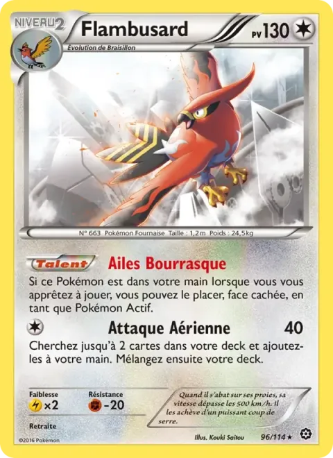 Carte Pokémon Flambusard 096/114, extension Offensive Vapeur