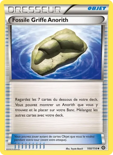 Carte Pokémon Fossile Griffe Anorith 100/114, extension Offensive Vapeur
