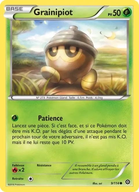 Carte Pokémon Grainipiot 009/114, extension Offensive Vapeur