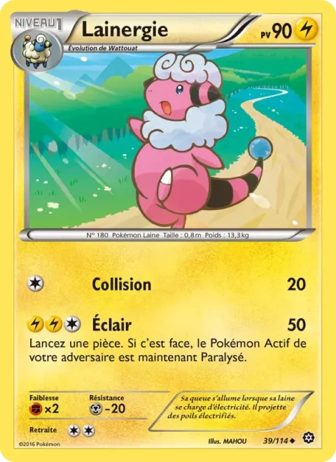 Carte Pokémon Lainergie 039/114, extension Offensive Vapeur