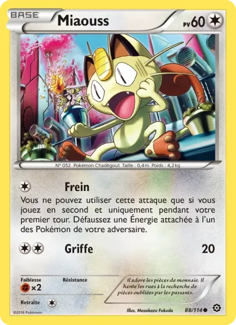 Carte Pokémon Miaouss 088/114, extension Offensive Vapeur