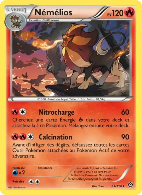 Carte Pokémon Némélios 023/114, extension Offensive Vapeur