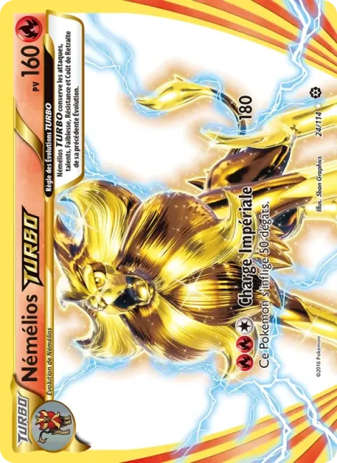 Carte Pokémon Némélios TURBO 024/114, extension Offensive Vapeur