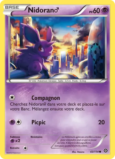 Carte Pokémon Nidoran♂ 043/114, extension Offensive Vapeur