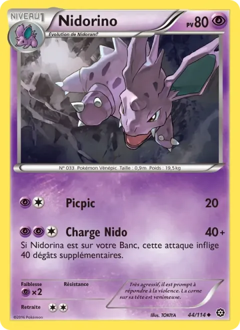 Carte Pokémon Nidorino 044/114, extension Offensive Vapeur