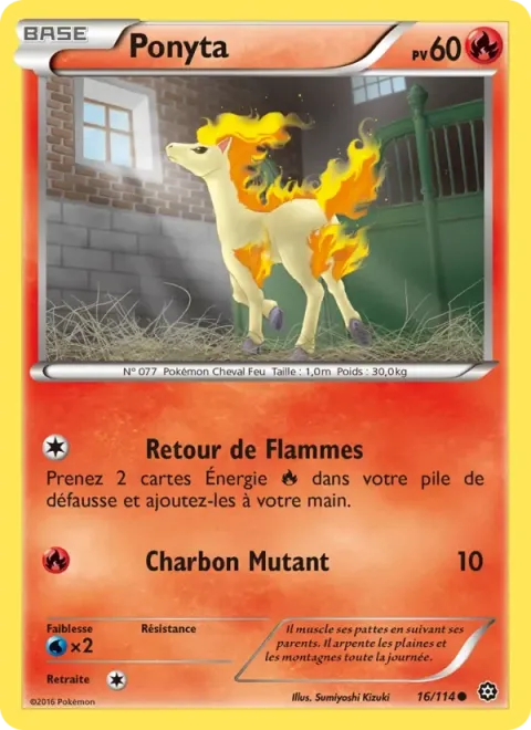 Carte Pokémon Ponyta 016/114, extension Offensive Vapeur