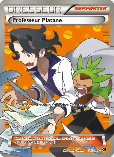 Carte Pokémon Professeur Platane 114/114, extension Offensive Vapeur