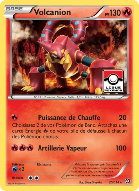 Carte Pokémon Volcanion 025/114, extension Offensive Vapeur