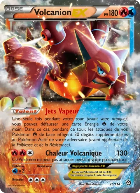 Carte Pokémon Volcanion EX 026/114, extension Offensive Vapeur