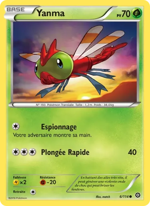 Carte Pokémon Yanma 006/114, extension Offensive Vapeur