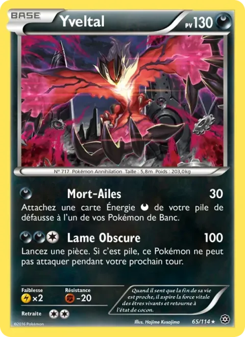 Carte Pokémon Yveltal 065/114, extension Offensive Vapeur