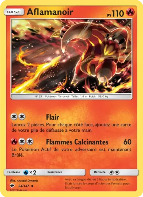 Carte Pokémon Aflamanoir 024/147, extension Ombres Ardentes