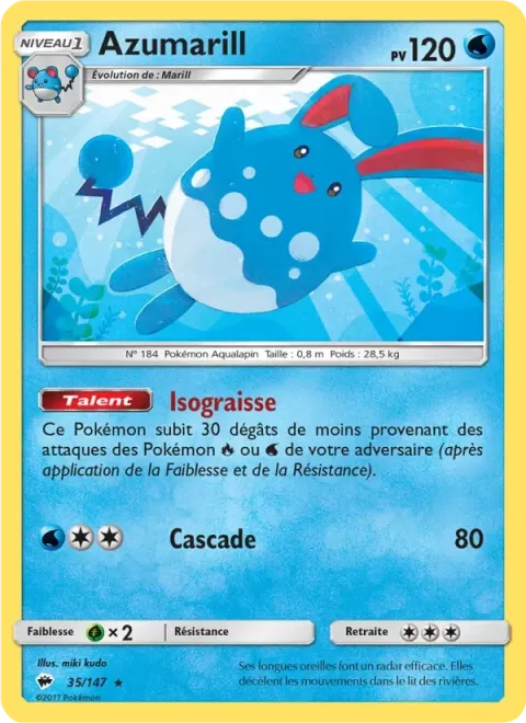 Carte Pokémon Azumarill 035/147, extension Ombres Ardentes