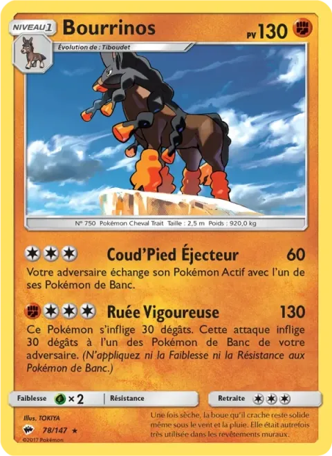 Carte Pokémon Bourrinos 078/147, extension Ombres Ardentes