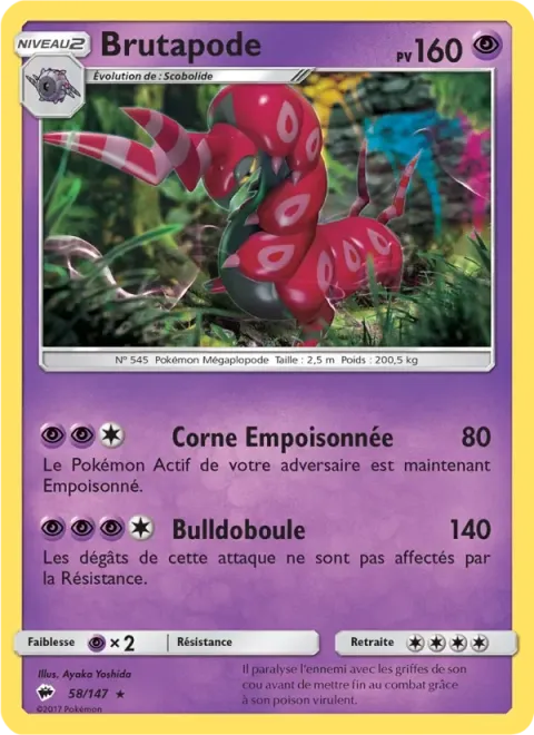 Carte Pokémon Brutapode 058/147, extension Ombres Ardentes