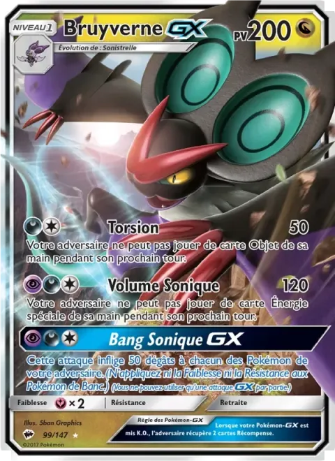 Carte Pokémon Bruyverne GX 099/147, extension Ombres Ardentes