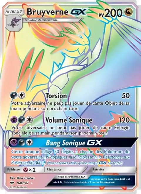 Carte Pokémon Bruyverne GX 160/147, extension Ombres Ardentes
