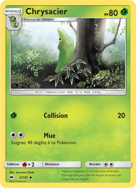 Carte Pokémon Chrysacier 002/147, extension Ombres Ardentes
