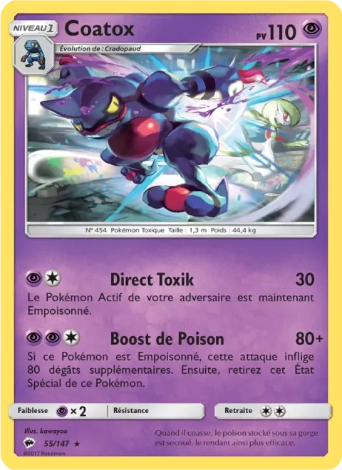 Carte Pokémon Coatox 055/147, extension Ombres Ardentes