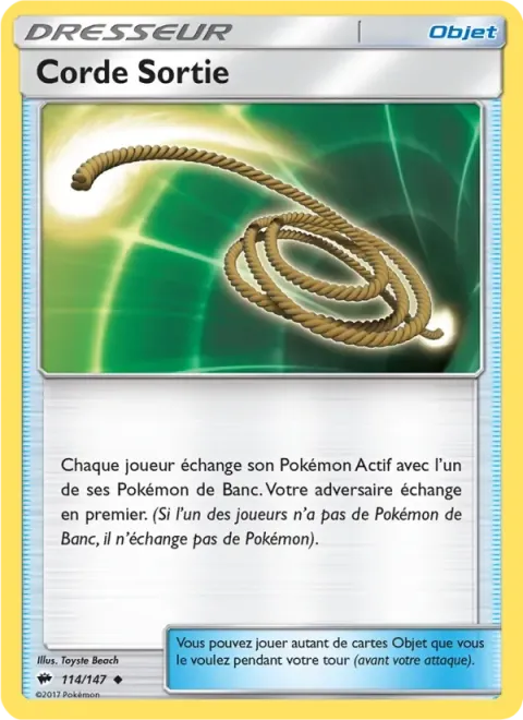 Carte Pokémon Corde Sortie 114/147, extension Ombres Ardentes