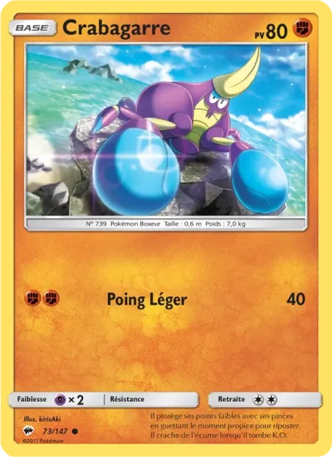 Carte Pokémon Crabagarre 073/147, extension Ombres Ardentes
