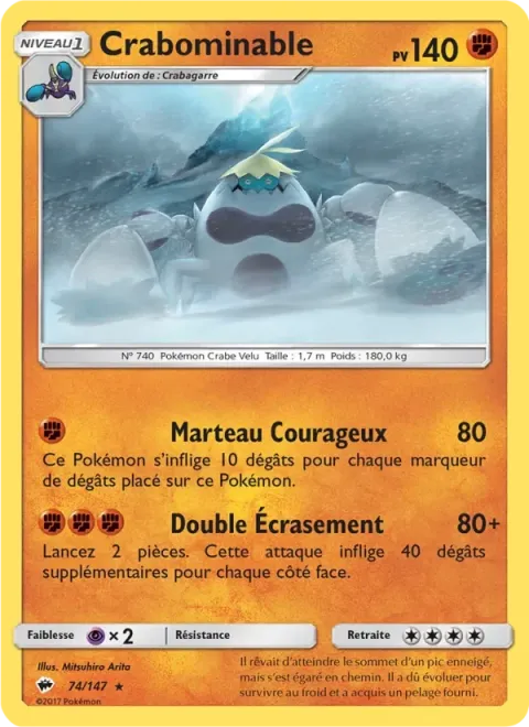 Carte Pokémon Crabominable 074/147, extension Ombres Ardentes