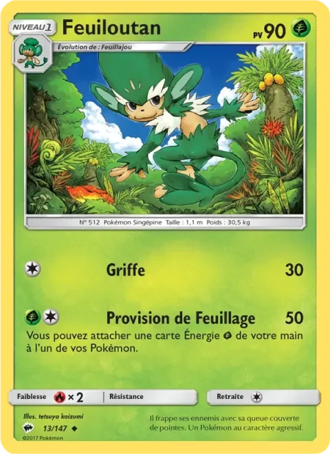 Carte Pokémon Feuiloutan 013/147, extension Ombres Ardentes