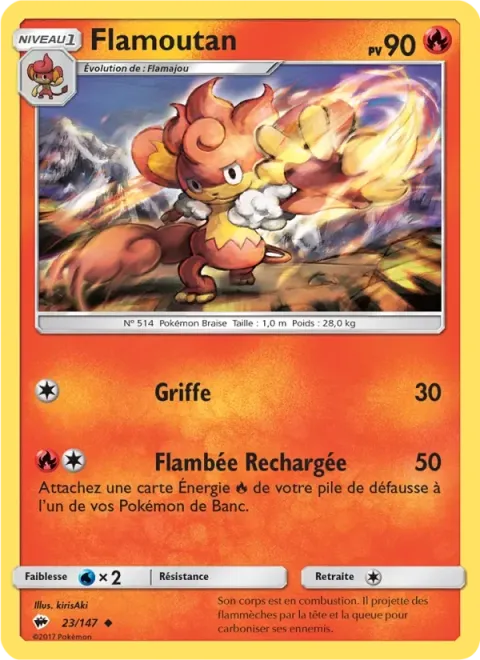 Carte Pokémon Flamoutan 023/147, extension Ombres Ardentes